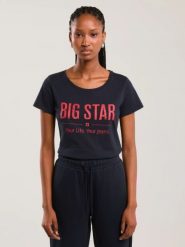 Koszulka damska o klasycznym kroju granatowa Brunona 403. Niebieskie t-shirty damskie Big Star, l, bez wzorów, z bawełny, bez kołnierzyka. Za 89.99 zł.