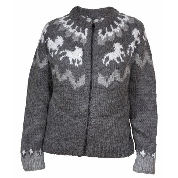 Damski sweter z wełny Karlslund Tölta. Szare swetry klasyczne damskie KARLSLUND, na zimę, z wełny, bez kołnierzyka. Za 779.00 zł.