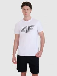 4F T-shirt regular z nadrukiem męski - biały 3XL. Białe t-shirty męskie 4f, m, bez wzorów, z bawełny, bez kołnierzyka. Za 59.99 zł.