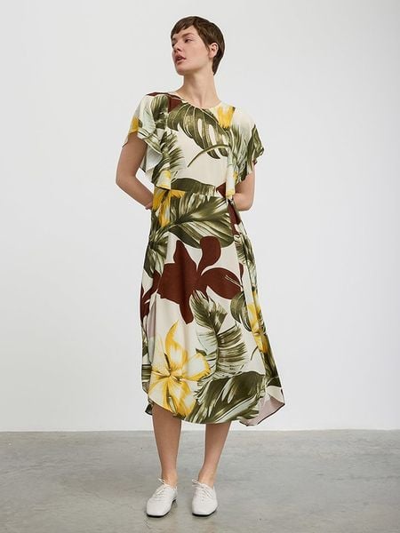 BGN Sukienka w kolorze zielono-kremowym rozmiar: 40. Zielone sukienki damskie BGN, na imprezę, bez wzorów, z wiskozy, bez kołnierzyka, bez ramiączek, maxi. Za 156.61 zł.