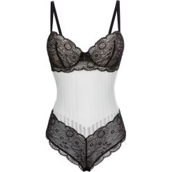 Body bonprix ecru-czarny. Czarne body damskie bonprix, bez wzorów, z koronki. Za 49.99 zł.