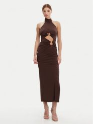 BARDOT Sukienka wieczorowa 59824DB Brązowy Slim Fit. Brązowe sukienki damskie BARDOT, xl, bez wzorów, z syntetyku, wizytowe, bez kołnierzyka, bez ramiączek. Za 339.99 zł.