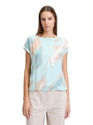 BETTY & CO Koszulka w kolorze błękitnym rozmiar: XL. Niebieskie bluzki damskie Betty & Co., xl, bez wzorów, z bawełny, bez kołnierzyka, bez ramiączek. Za 74.63 zł.