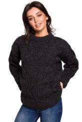 Sweter damski wełniany luźny fason ciepły puszysty czarny. Czarne swetry klasyczne damskie Polskie swetry, na zimę, l, z poliakrylu, bez kołnierzyka. Za 245.00 zł.
