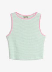 Tank top z czystej bawełny organicznej. Białe topy damskie bonprix, bez wzorów, z bawełny, bez kołnierzyka. Za 37.99 zł.