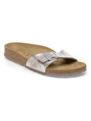 Birkenstock Klapki "Madrid" w kolorze srebrnym rozmiar: 36. Szare klapki damskie Birkenstock, bez wzorów, ze skóry, bez obcasa. Za 269.95 zł.