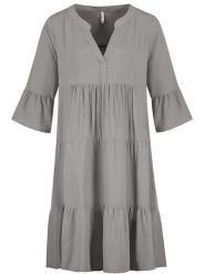 Sublevel Sukienka w kolorze szarym rozmiar: L. Szare sukienki damskie Sublevel, na imprezę, l, bez wzorów, z wiskozy, klasyczne, bez kołnierzyka, bez ramiączek, midi. Za 78.99 zł.