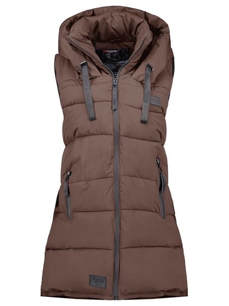 Geographical Norway Kamizelka pikowana "Dolbar" w kolorze ciemnobrązowym rozmiar: L. Brązowe kamizelki damskie Geographical Norway, l. Za 205.45 zł.