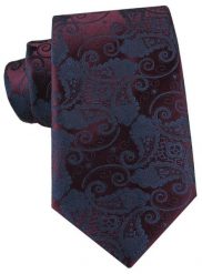 Ciemnobordowy Krawat z Granatowym Wzorem Kwiatowym - Alties. Czerwone krawaty i muchy męskie Alties, bez wzorów, z tkaniny, eleganckie. Za 55.00 zł.