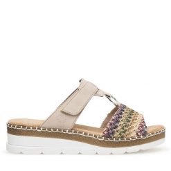 Klapki Rieker. Klapki damskie Rieker, bez wzorów, bez obcasa. Za 299.99 zł.