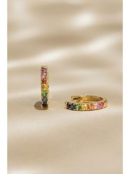 Maison héritage PARIS Złote kolczyki-kreole "Colorful Love" z szafirami rozmiar: onesize. Żółte kolczyki damskie maison héritage PARIS, z szafirem, złote. Za 1,196.99 zł.