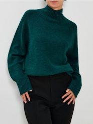 Sweter ze stójką - zielony. Zielone golfy damskie Sinsay, l, bez wzorów, bez ramiączek. Za 59.99 zł.