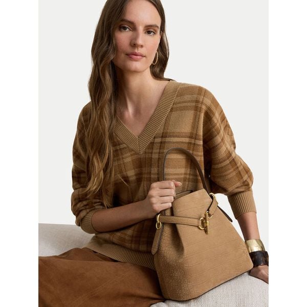 Torebka LAUREN RALPH LAUREN. Brązowe torebki klasyczne damskie Lauren Ralph Lauren, bez wzorów, bez dodatków. Za 1,899.00 zł.