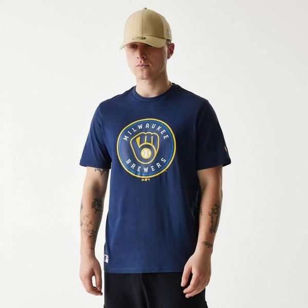 T-Shirt MLB Milwaukee Brewers New Era bleu marine. Niebieskie t-shirty męskie New Era, m, bez wzorów, z materiału, bez kołnierzyka. Za 174.00 zł.