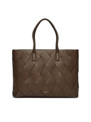 Calvin Klein Torebka Ck Woven Medium Shopper K60K612994 Brązowy. Brązowe shopper bag damskie CALVIN KLEIN, bez wzorów, ze skóry, bez dodatków. Za 429.99 zł.