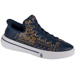 Buty sportowe Sneakersy męskie, Slip-Ins Snoop One - Double G. Niebieskie buty sportowe na co dzień męskie Skechers, bez zapięcia, trekkingowe. Za 419.99 zł.