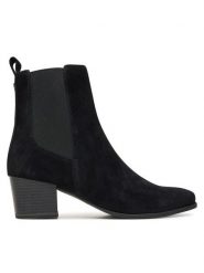 Caprice Botki 9-25304-45 Czarny. Czarne botki damskie Caprice, ze skóry, bez obcasa, na słupku, bez zapięcia. Za 195.99 zł.
