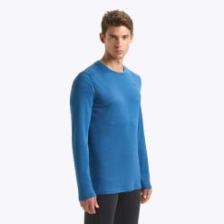 Koszulka męska DIADORA LS T-SHIRT RUN. Niebieskie koszulki męskie z długim rękawem Diadora, l, bez wzorów, bez kołnierzyka. Za 79.99 zł.