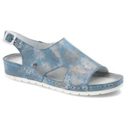 Niebieskie Sandały Lemar Wygodne Skórzane Buty. Niebieskie sandały damskie Lemar, bez wzorów, ze skóry, bez obcasa. Za 139.00 zł.