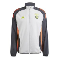 Kurtka prezentacyjna Benfica Lisbonne Tiro 2024/25. Szare kurtki męskie Adidas, l, bez wzorów, z materiału, bez kaptura. Za 253.25 zł.
