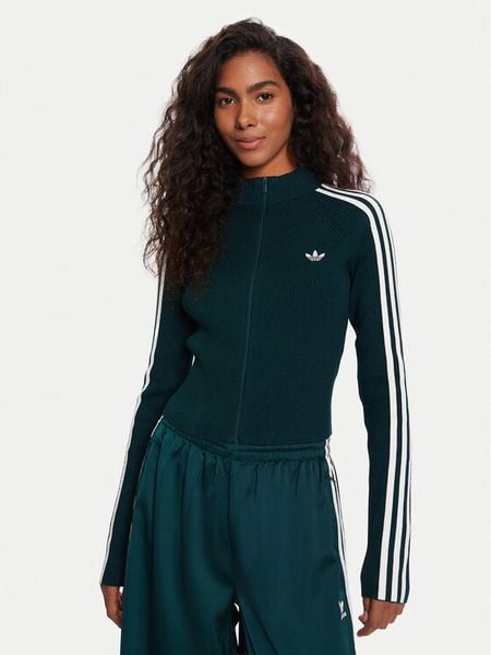 Adidas Spodnie dresowe adicolor Satin JV7511 Zielony Wide Leg. Zielone spodnie dresowe damskie Adidas, bez wzorów, z dresówki. Za 299.99 zł.