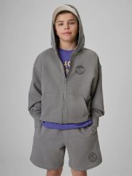 Bluza dresowa loose z kapturem chłopięca 4F 4FJRSS26TSWSM2934. Czarne bluzy z kapturem męskie 4f, z bawełny. Za 80.99 zł.