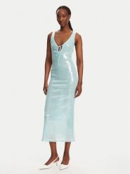 BARDOT Sukienka koktajlowa Isha Sequin 59272DB Turkusowy Slim Fit. Niebieskie sukienki damskie BARDOT, bez wzorów, z syntetyku, wizytowe, bez kołnierzyka, bez ramiączek. Za 519.99 zł.