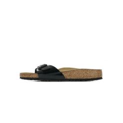 Klapki damskie Birkenstock 040303. Czarne klapki damskie Birkenstock, bez wzorów, z materiału, bez obcasa. Za 414.15 zł.