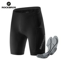 Spodenki rowerowe z wkładką 3D i kieszeniami bocznymi ROCKBROS. Czarne szorty męskie ROCKBROS, bez wzorów, z elastanu. Za 203.68 zł.
