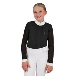 Dziewczęca konkursowa koszulka polo QHP Sennah. Czarne koszulki dziewczęce QHP, bez wzorów, bez ramiączek. Za 258.50 zł.