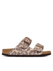Birkenstock Klapki Arizona Print 1033330 Brązowy jasny. Brązowe klapki damskie Birkenstock, bez wzorów, ze skóry, bez obcasa. Za 629.99 zł.