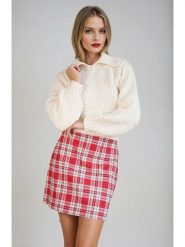 Monki Spódnica w kolorze czerwonym rozmiar: 48. Czerwone spódniczki damskie Monki, bez wzorów, z podwyższonym stanem, mini, proste. Za 39.99 zł.