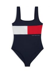Tommy Hilfiger Strój kąpielowy UG0UG00828 Granatowy. Niebieskie stroje kąpielowe dziewczęce Tommy Hilfiger, bez wzorów, z syntetyku. Za 229.99 zł.