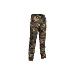 Spodnie myśliwskie 100 CAMO woodland. Brązowe spodnie sportowe męskie SOLOGNAC, z bawełny. Za 79.99 zł.