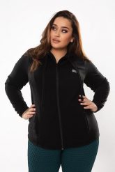 Bluza fitness damska Rough Radical Universal Hoodie Plus size. Czarne bluzy sportowe damskie ROUGH RADICAL, plus size, bez wzorów, z dzianiny, bez ramiączek, z kapturem. Za 179.90 zł.