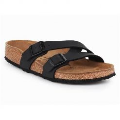 Klapki damskie Birkenstock Yao Balance. Czarne klapki damskie Birkenstock, bez wzorów, z materiału, bez obcasa. Za 523.00 zł.