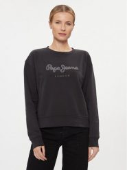 Pepe Jeans Bluza Harley PL581402 Czarny Relaxed Fit. Czarne bluzy bez kaptura damskie Pepe Jeans, l, z bawełny. Za 219.99 zł.