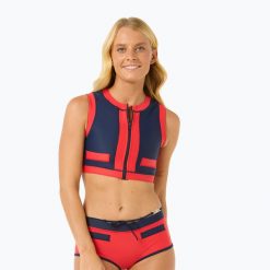 Góra od stroju kąpielowego Rip Curl Coco Short Sleeve Vest. Niebieskie bikini damskie RIPCURL, bez wzorów. Za 339.99 zł.