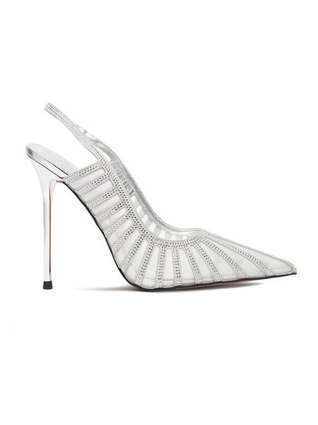 Eva Minge Szpilki EO-AVA-E373-70H-C183Y1 Srebrny. Szare szpilki Eva Minge, bez wzorów, z materiału, bez obcasa. Za 259.99 zł.