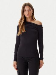 Guess Bluzka W5BP08 K1492 Czarny Slim Fit. Czarne bluzki damskie Guess, m, z aplikacjami, z syntetyku, bez ramiączek. Za 269.99 zł.