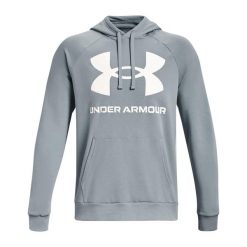 Bluza fitness męska Under Armour Rival Fleece Big Logo HD z kapturem. Szare bluzy sportowe męskie Under Armour, bez wzorów, sportowe, bez kołnierzyka, bez ramiączek. Za 139.99 zł.