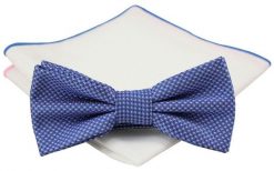 Mucha z poszetką - Chattier, Męska - Drobny Wzór. Niebieskie krawaty i muchy męskie Chattier, bez wzorów, eleganckie. Za 59.00 zł.
