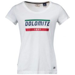 T-shirt damski Dolomite GARDENA. Białe t-shirty damskie Dolomite, bez wzorów, bez kołnierzyka. W wyprzedaży za 88.00 zł.