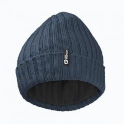 Czapka zimowa Jack Wolfskin Rib Knit. Niebieskie czapki męskie Jack Wolfskin, na zimę, bez wzorów, z materiału. Za 179.99 zł.
