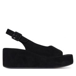 Sandały HÖGL. Czarne sandały damskie HÖGL, bez wzorów, bez obcasa, na koturnie. Za 739.99 zł.