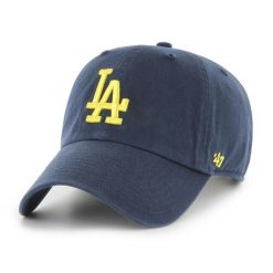 Czapka baseballowa Dodgers MLB Clean Up. Niebieskie czapki męskie 47 Brand, bez wzorów, z bawełny. Za 224.50 zł.