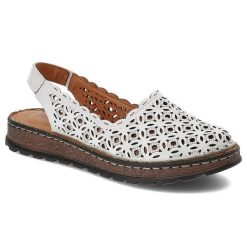 Białe Sandały Artiker Skórzane Buty Damskie. Białe sandały damskie Artiker, bez wzorów, ze skóry, bez obcasa. Za 249.00 zł.