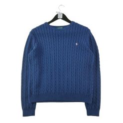 Second life - Lauren Ralph Lauren sweter damski z warkoczowym splotem - Jak nowy. Niebieskie swetry klasyczne damskie Ralph Lauren, s, ze splotem, bez kołnierzyka. Za 170.36 zł.