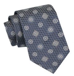 Klasyczny Męski Krawat - ALTIES - w Duże Grochy. Niebieskie krawaty i muchy męskie Alties, bez wzorów, z tkaniny, eleganckie. Za 49.00 zł.