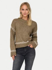 ONLY Sweter Amanda 15330089 Brązowy Regular Fit. Brązowe swetry klasyczne damskie Only, s, z syntetyku, bez kołnierzyka. Za 139.99 zł.